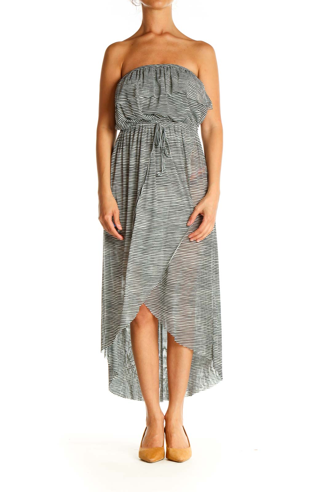 Gray Strapless Fit & Flare Dress