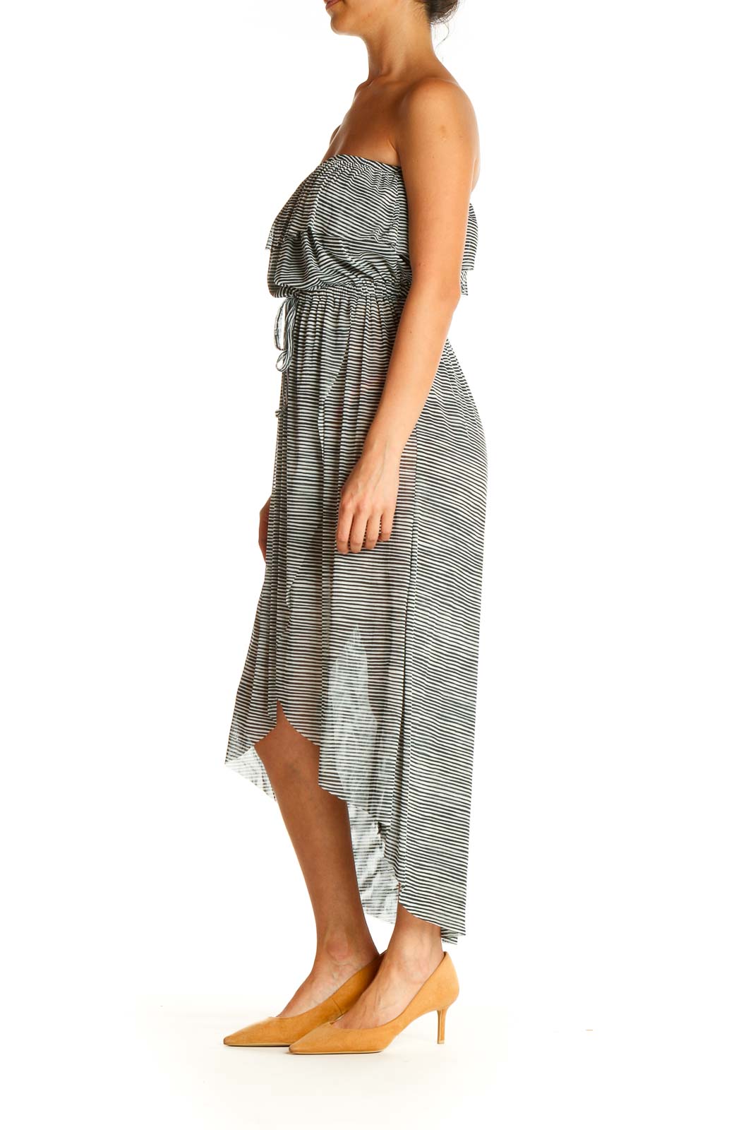 Gray Strapless Fit & Flare Dress