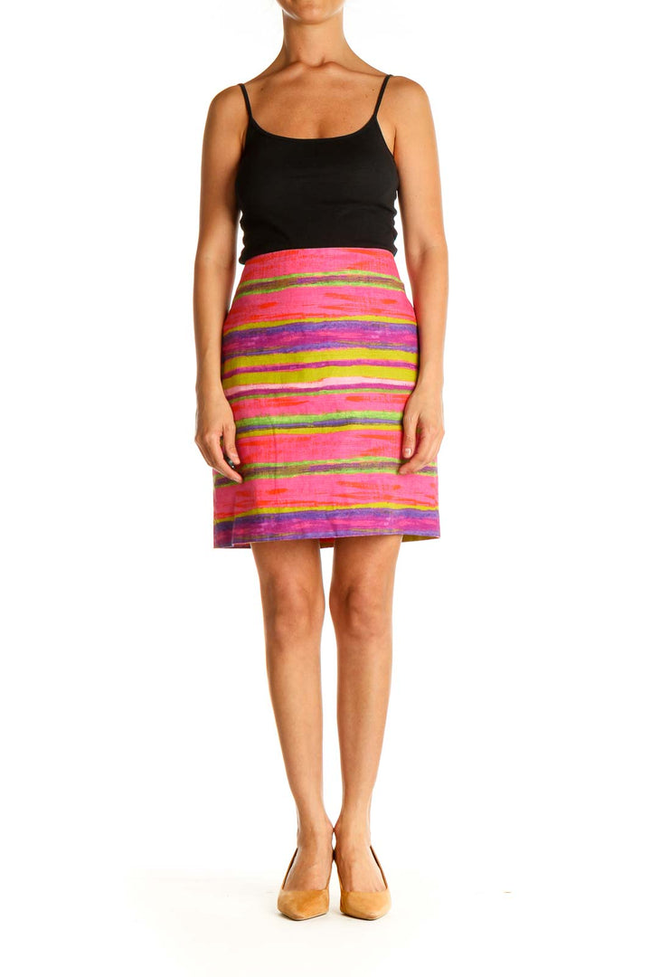 Pink Printed Brunch A-Line Skirt