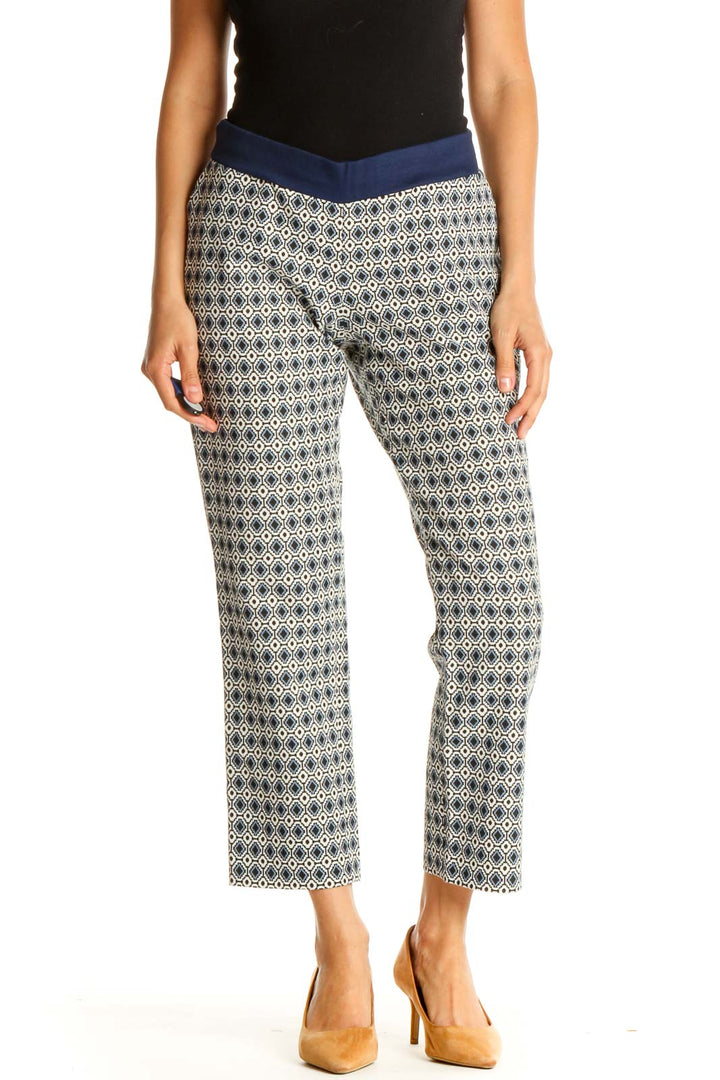 Blue Printed Bohemian Capri Pants