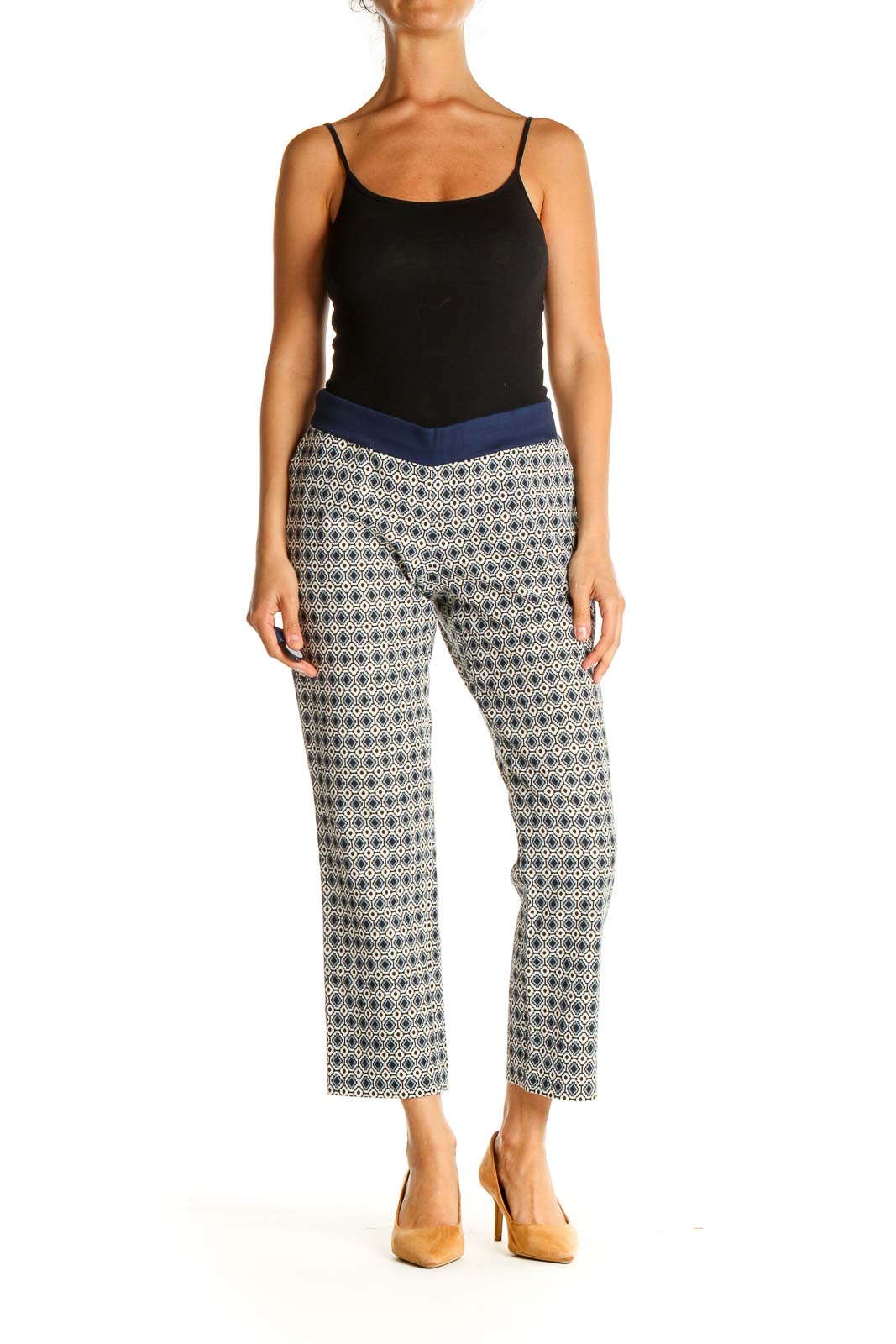 Blue Printed Bohemian Capri Pants