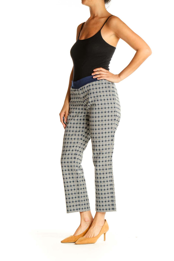 Blue Printed Bohemian Capri Pants