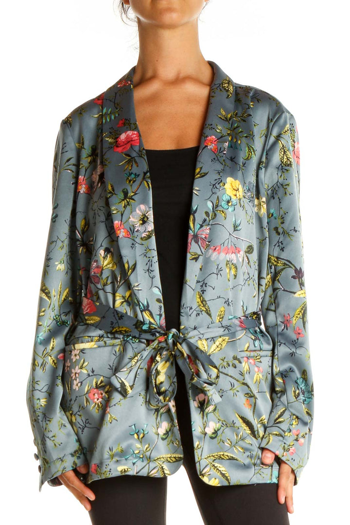 Blue Floral Tie Blazer