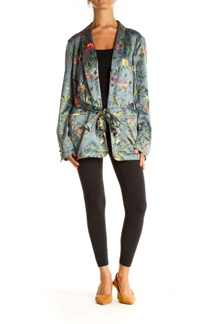 Blue Floral Tie Blazer