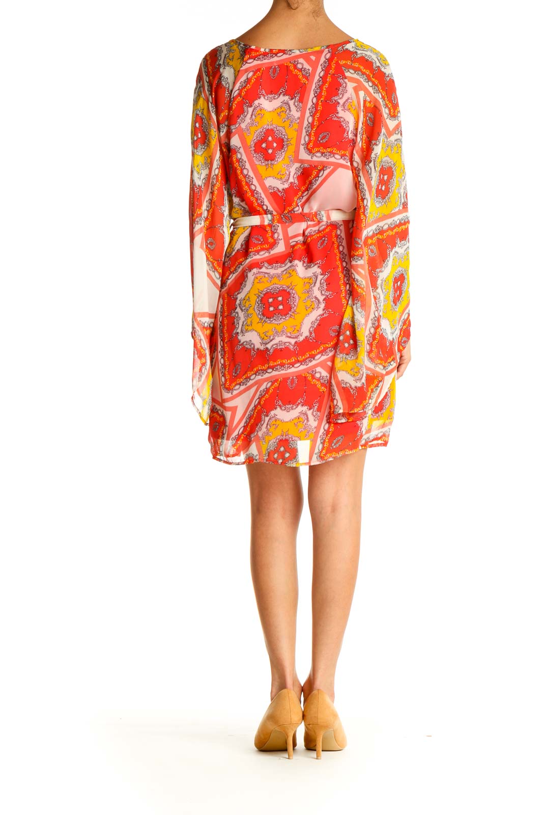 Red Graphic Print Bohemian Shift Dress