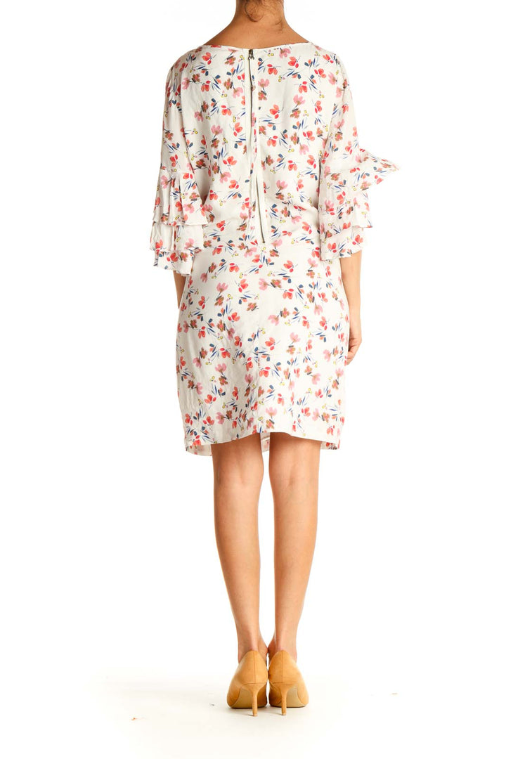 White Floral Print Day A-Line Dress