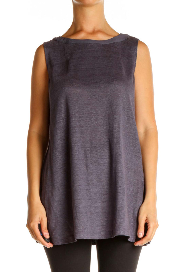 Gray Solid Casual Tank Top