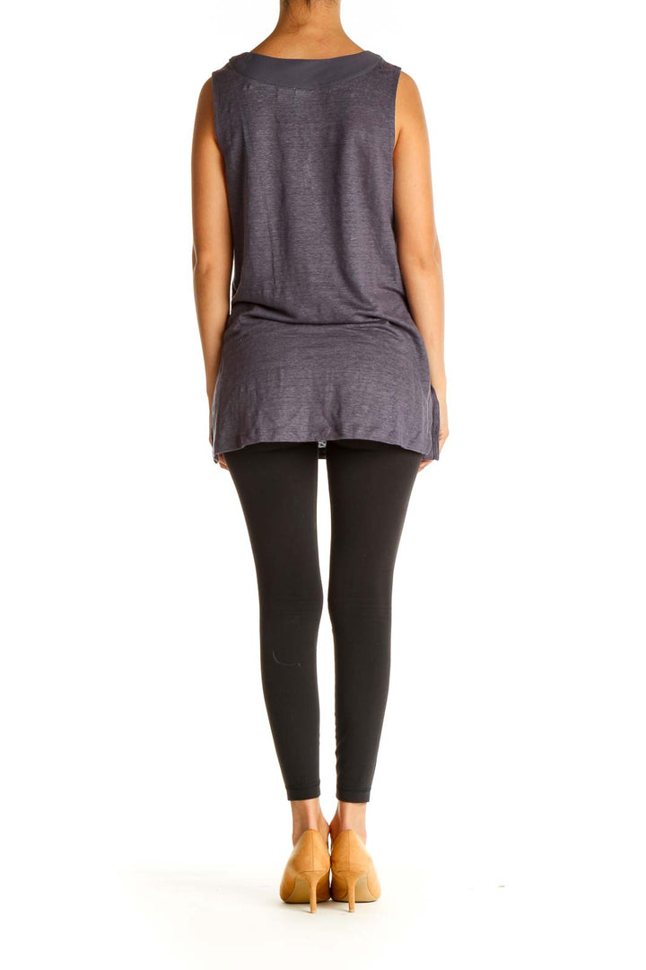 Gray Solid Casual Tank Top