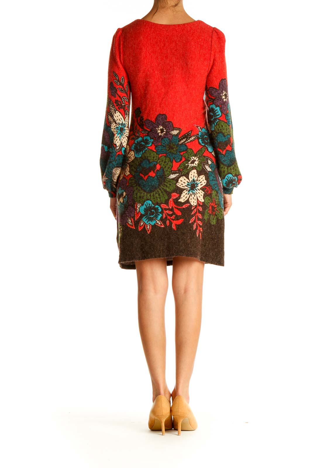 Red Floral Print Day Sheath Dress