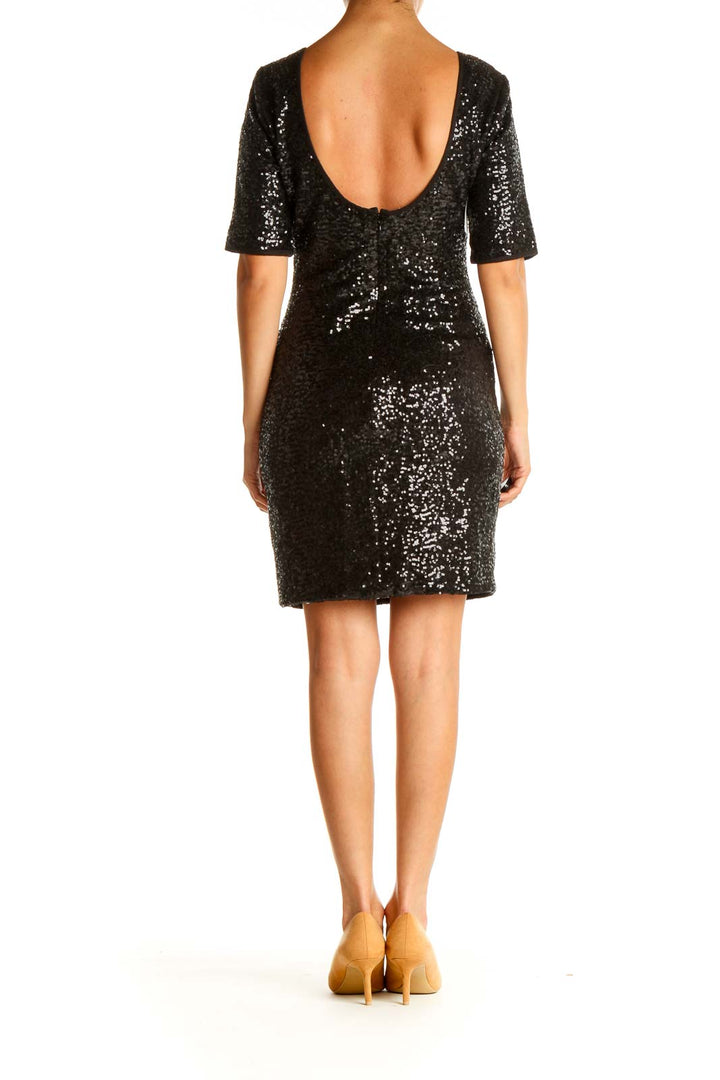 Black Sequin Cocktail Sheath Dress