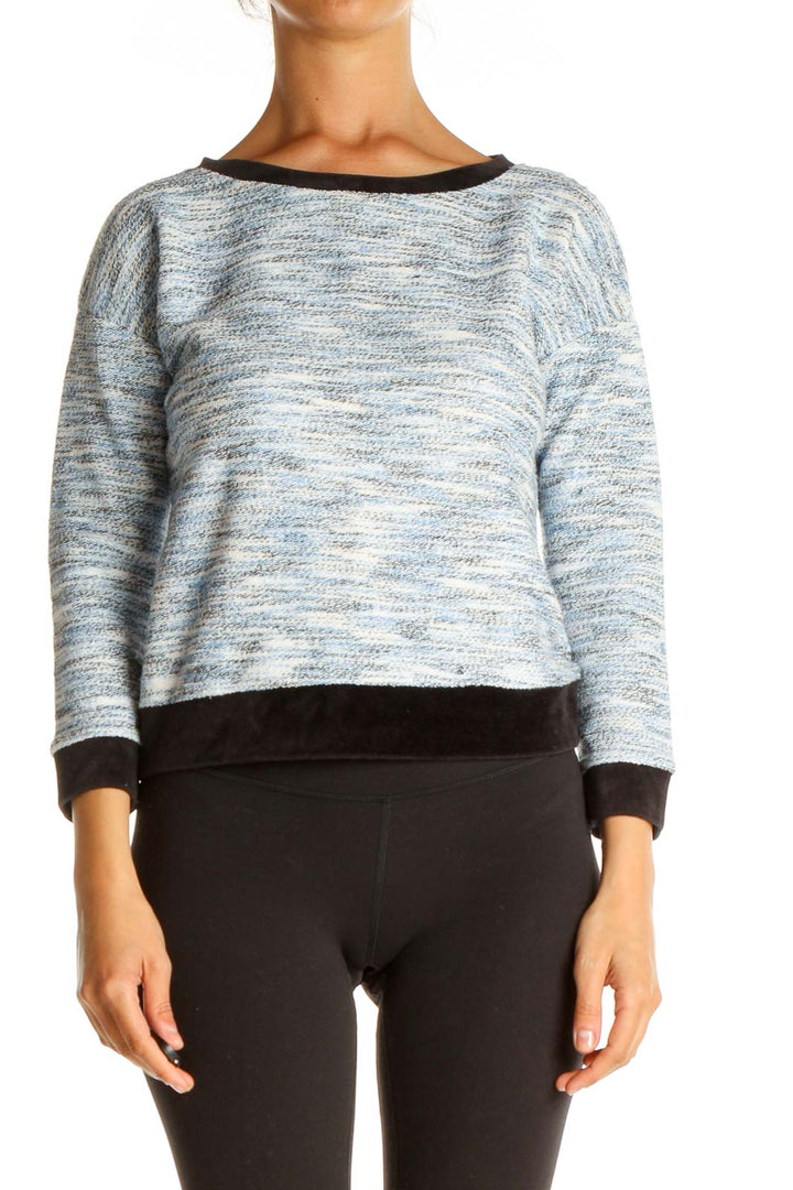 Blue Textured Retro Sweater