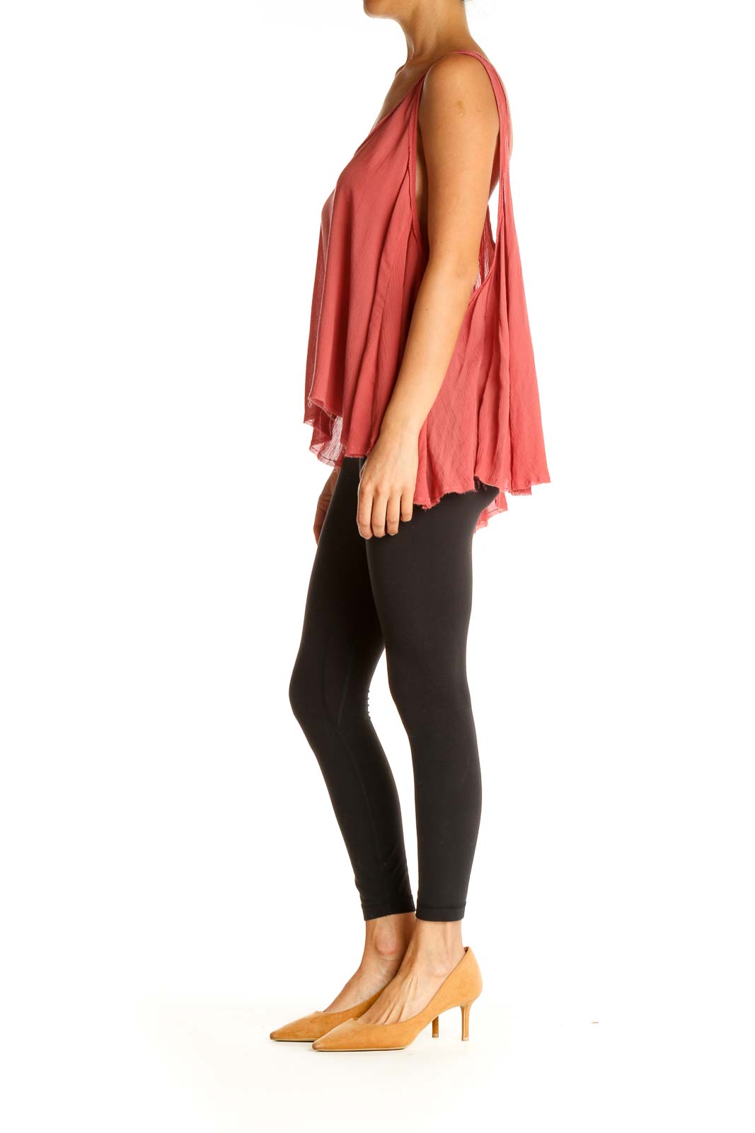 Pink Solid Bohemian Tank Top