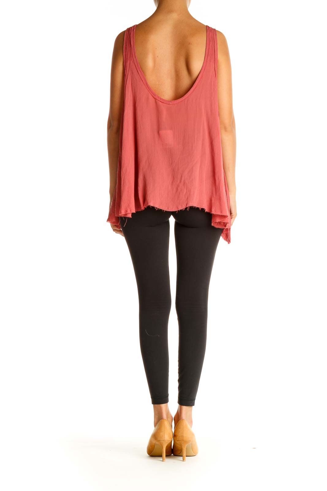 Pink Solid Bohemian Tank Top