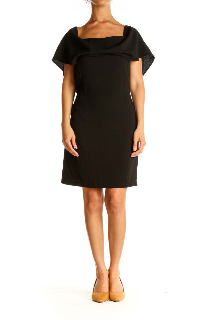 Black Solid Classic Sheath Dress