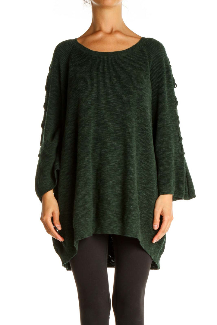 Green Textured All Day Wear Sweater