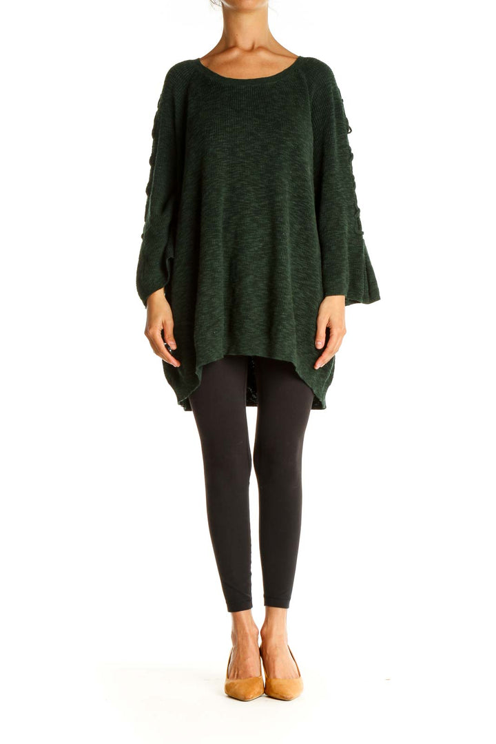 Green Textured All Day Wear Sweater