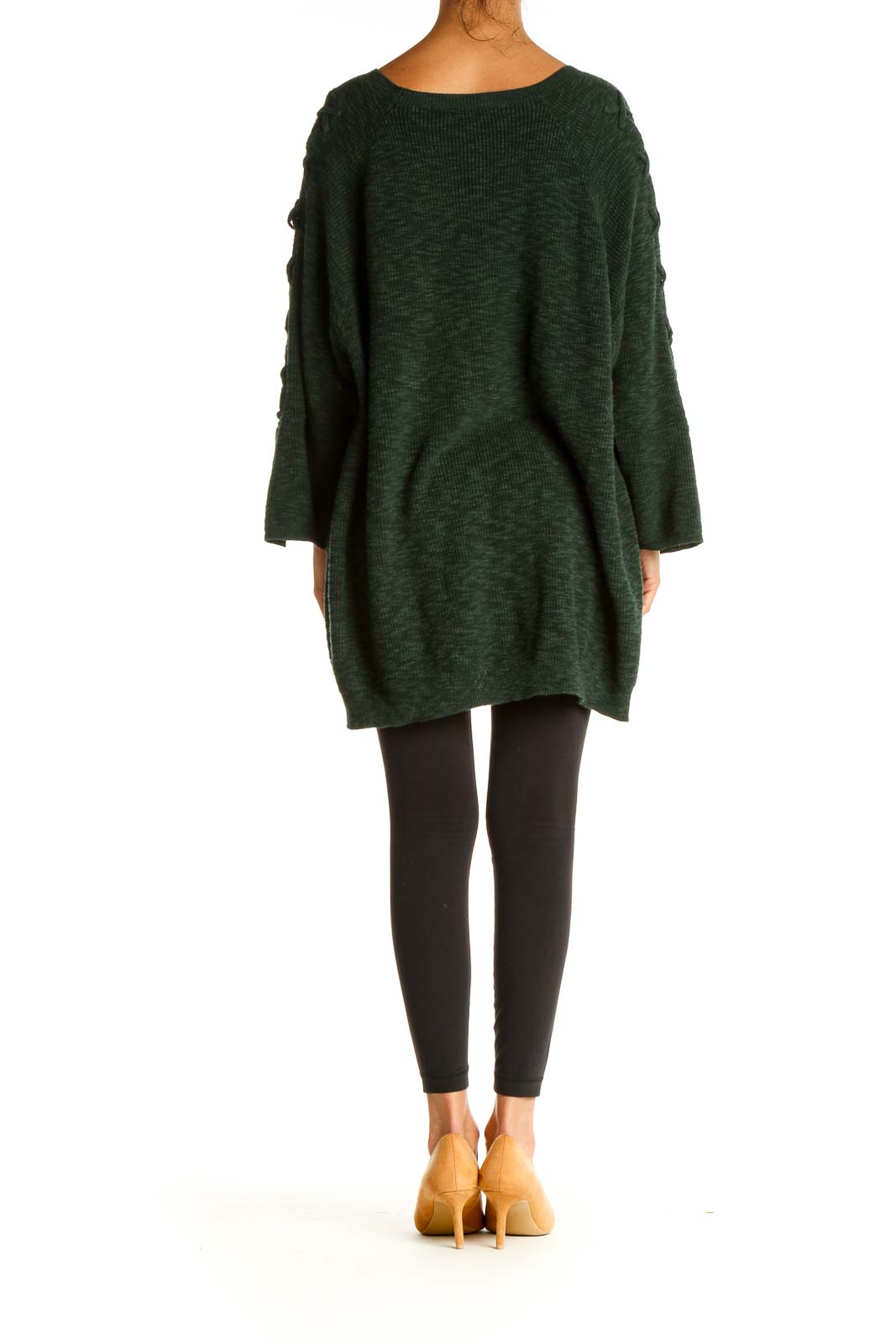 Green Textured All Day Wear Sweater