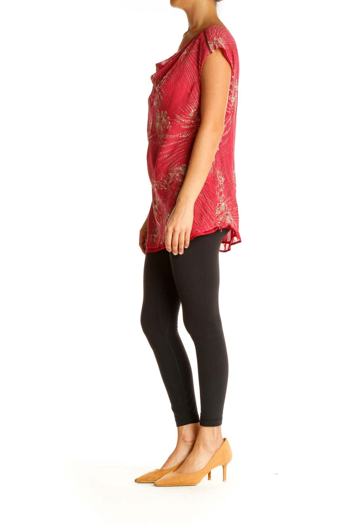 Red Printed Brunch Blouse