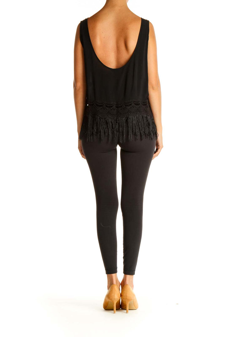 Black Solid Bohemian Tank Top