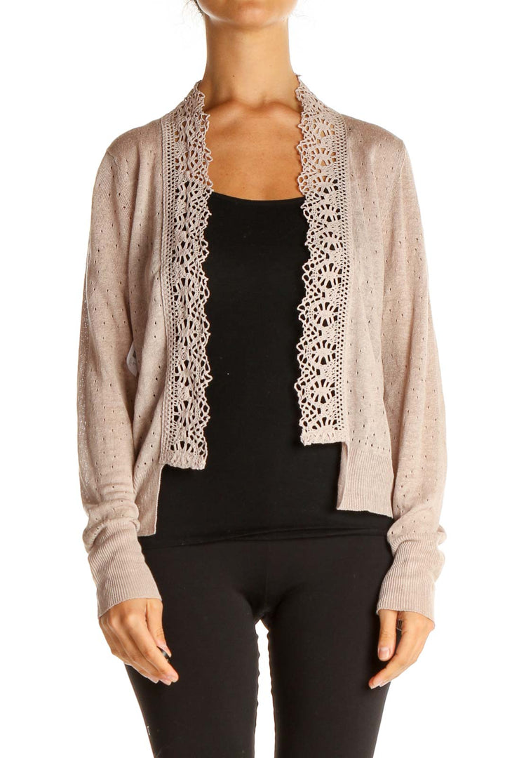 Beige Lace Cardigan