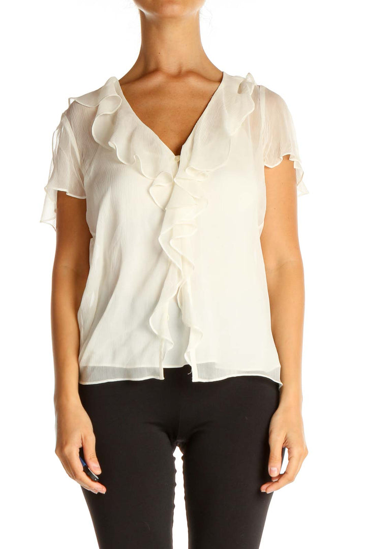 Beige Solid All Day Wear Blouse