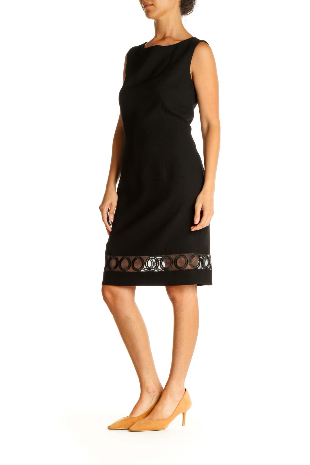 Black Solid Classic Sheath Dress