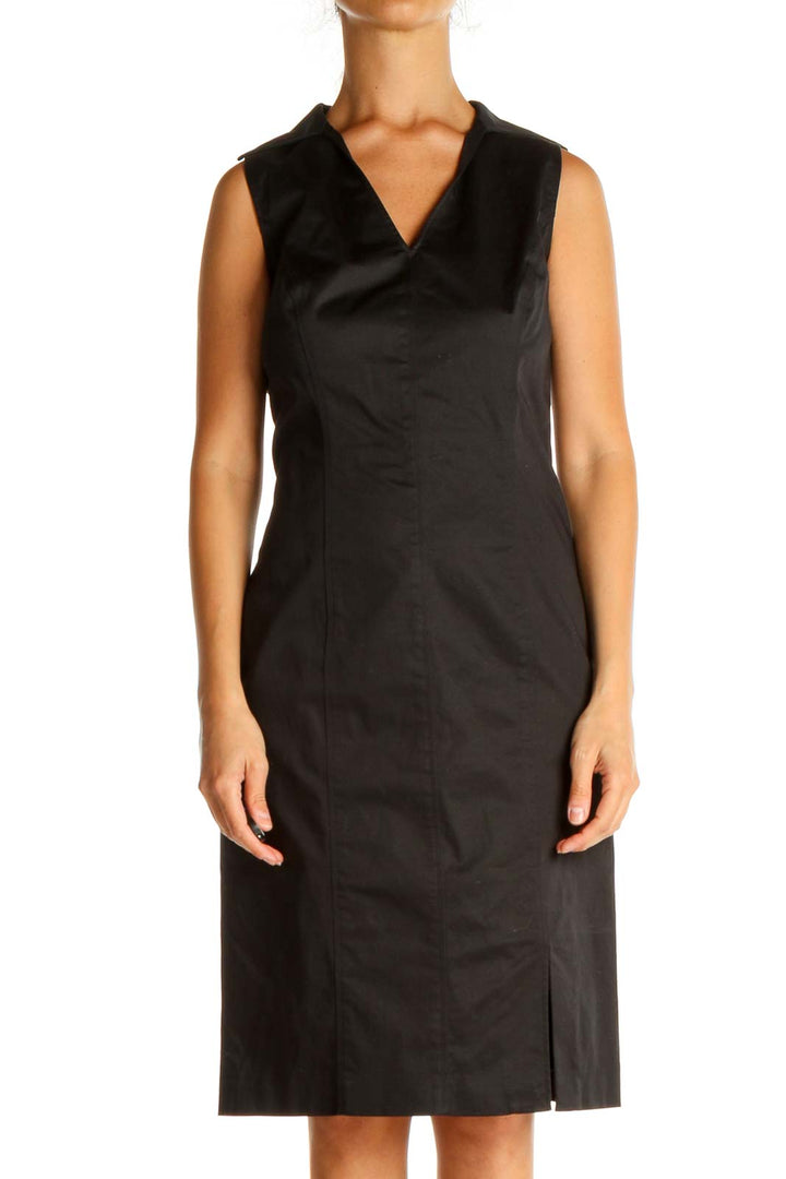 Black Solid Work Sheath Dress