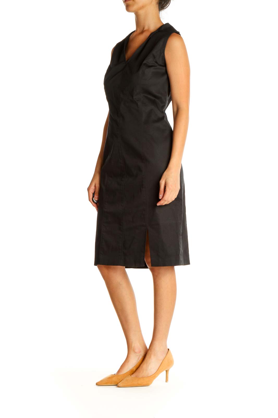 Black Solid Work Sheath Dress