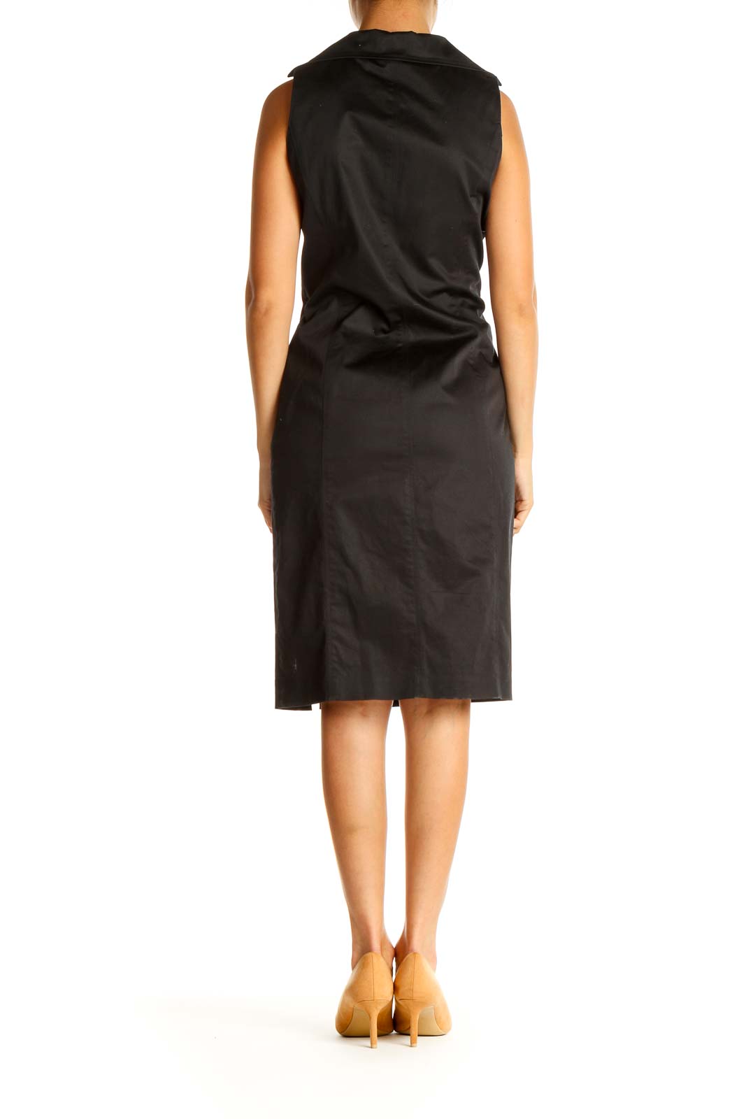 Black Solid Work Sheath Dress