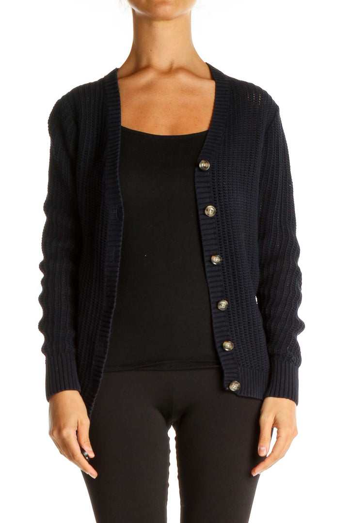 Blue Textured Cardigan