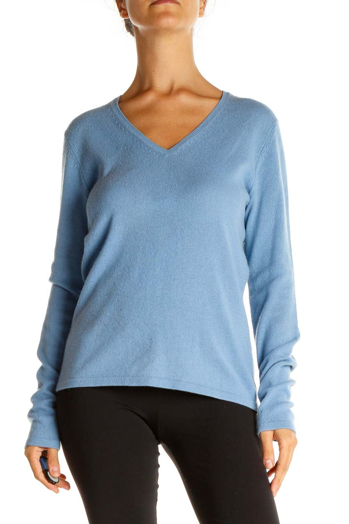 Blue Solid Classic Sweater