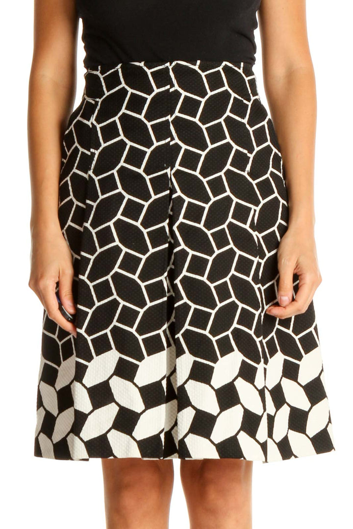 White Printed Chic A-Line Skirt