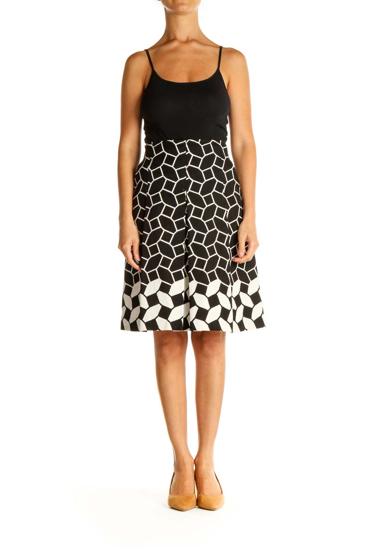 White Printed Chic A-Line Skirt