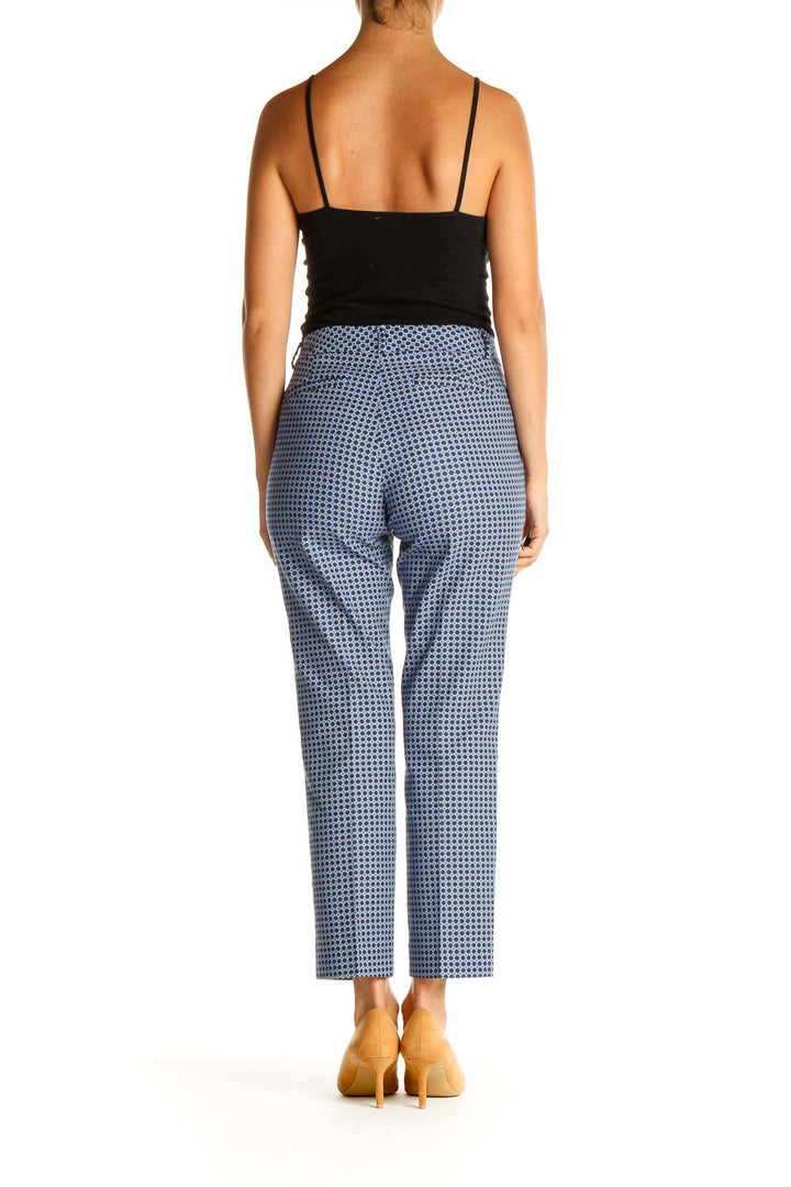 Purple Geometric Print Cropped Trousers