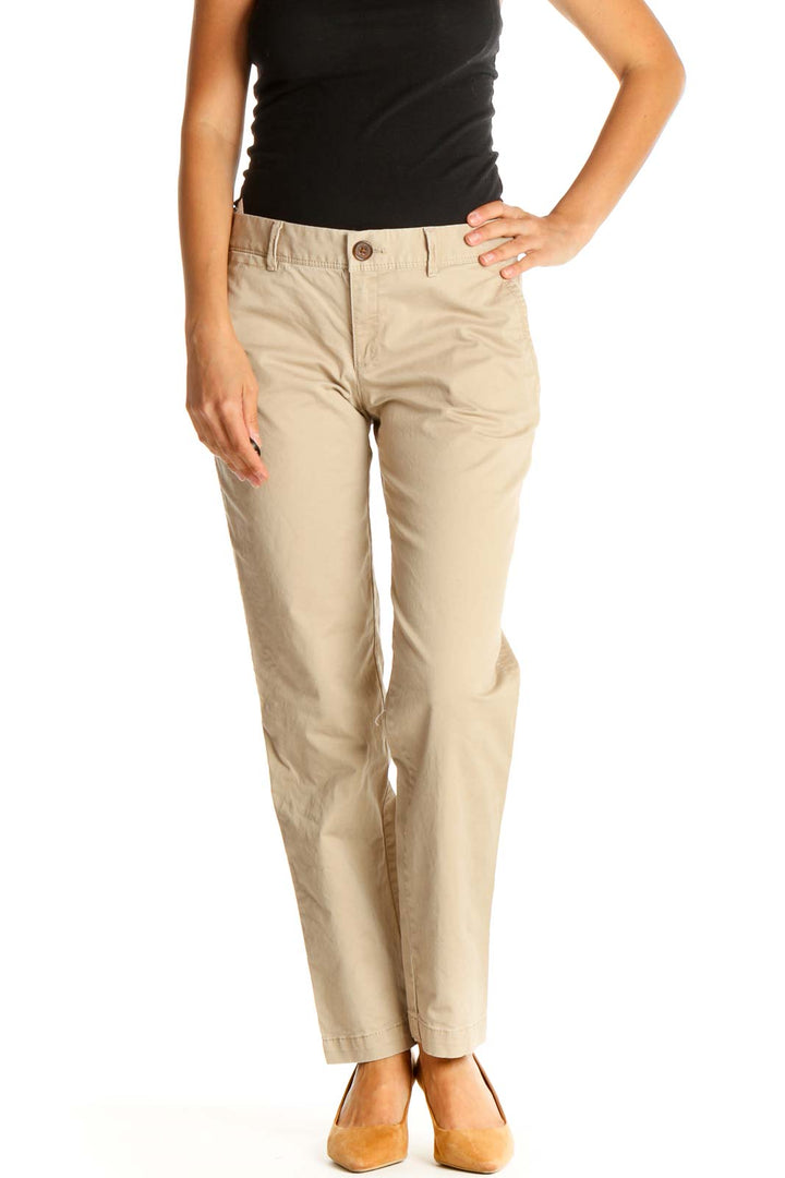 Beige All Day Wear Trousers