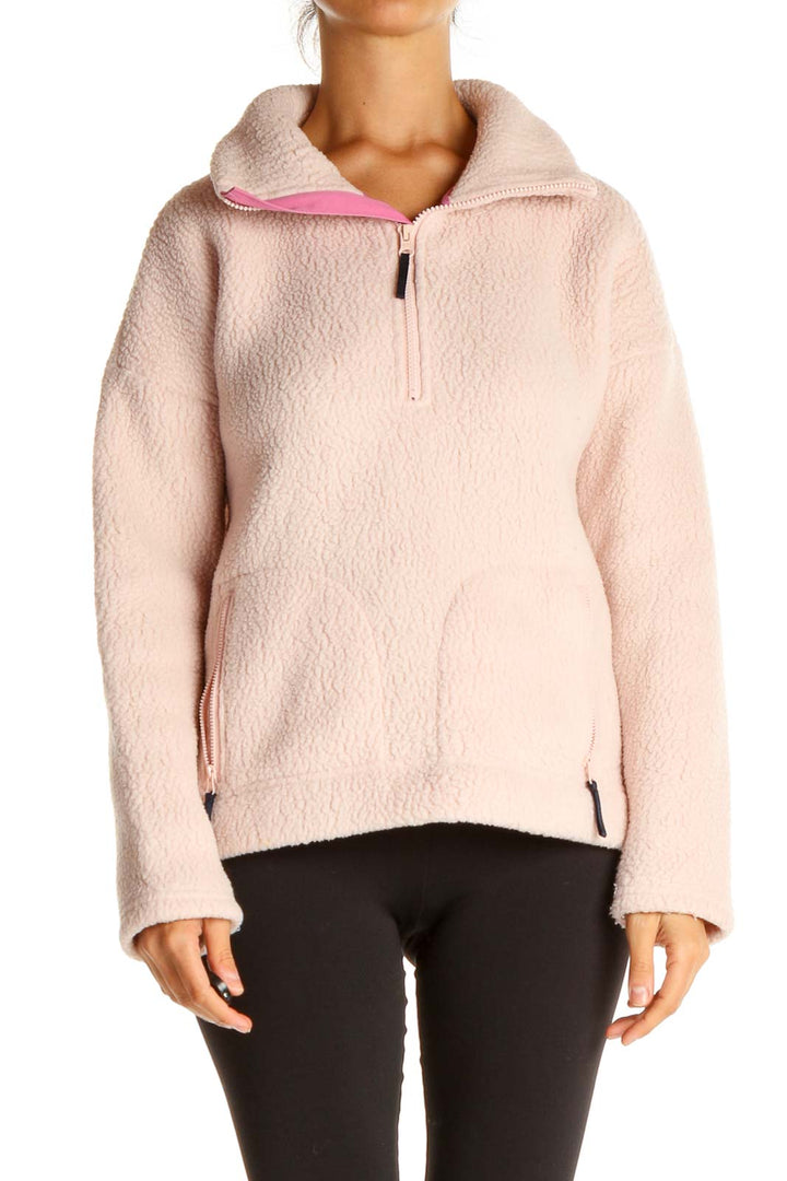 Pink Solid Casual Sweater