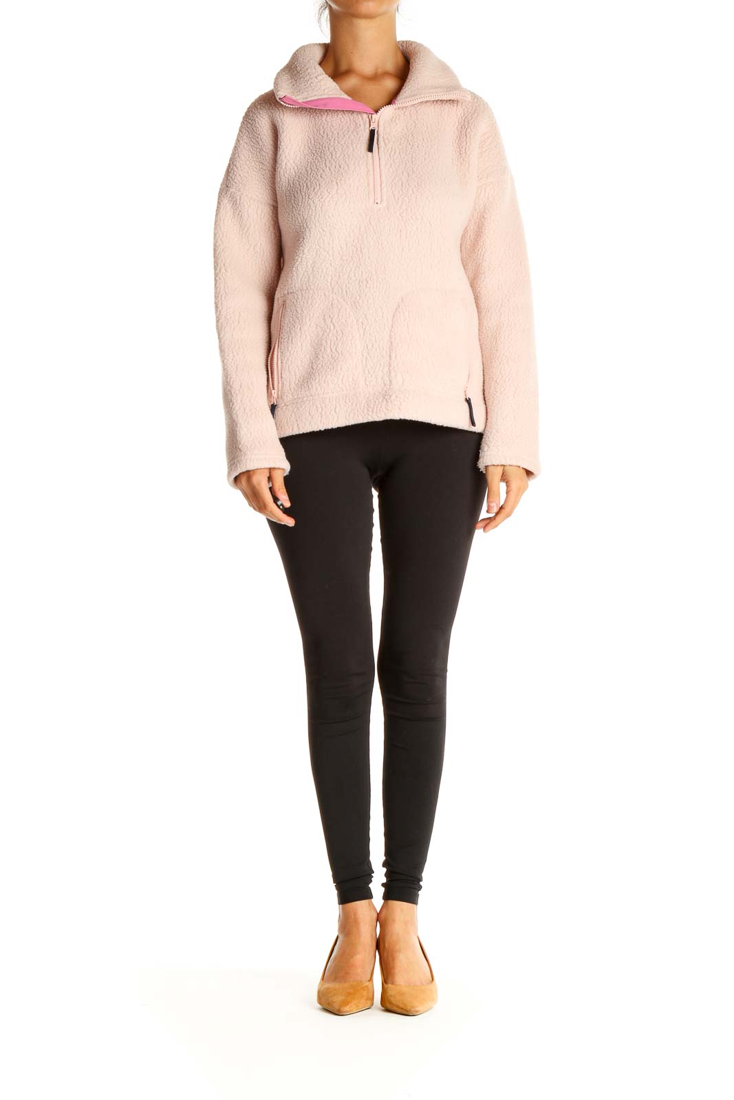 Pink Solid Casual Sweater