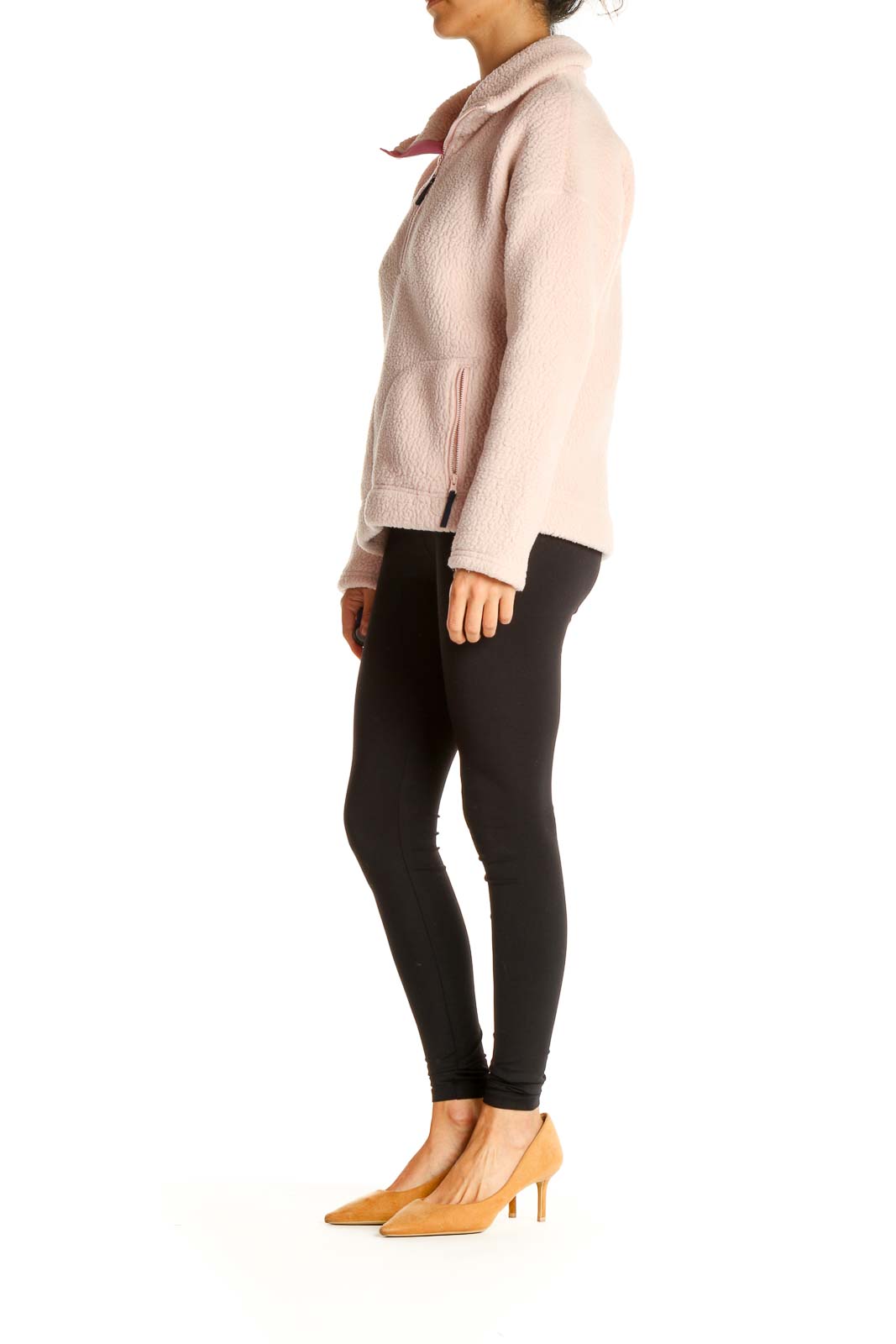 Pink Solid Casual Sweater