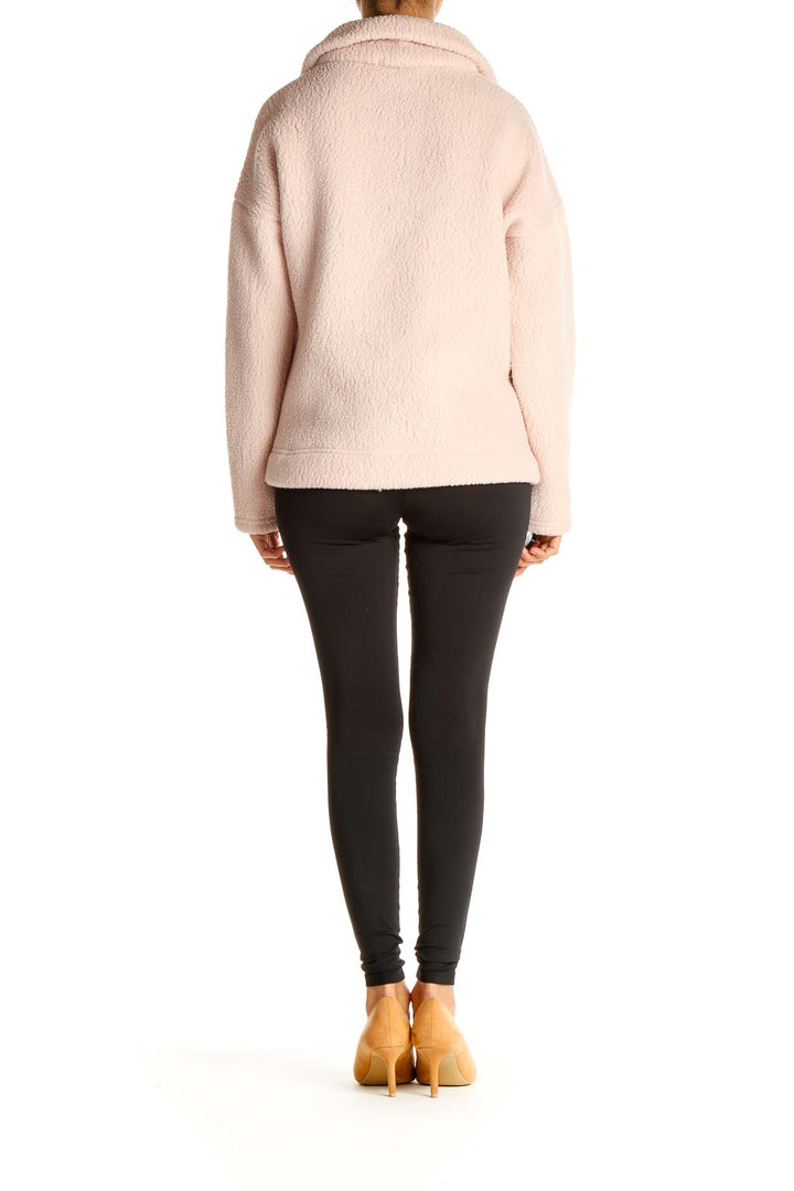 Pink Solid Casual Sweater