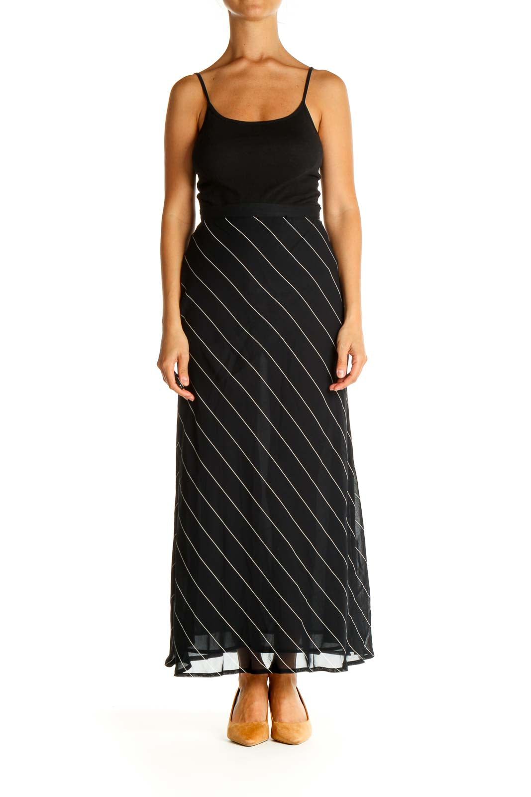 Blue Striped Holiday A-Line Skirt