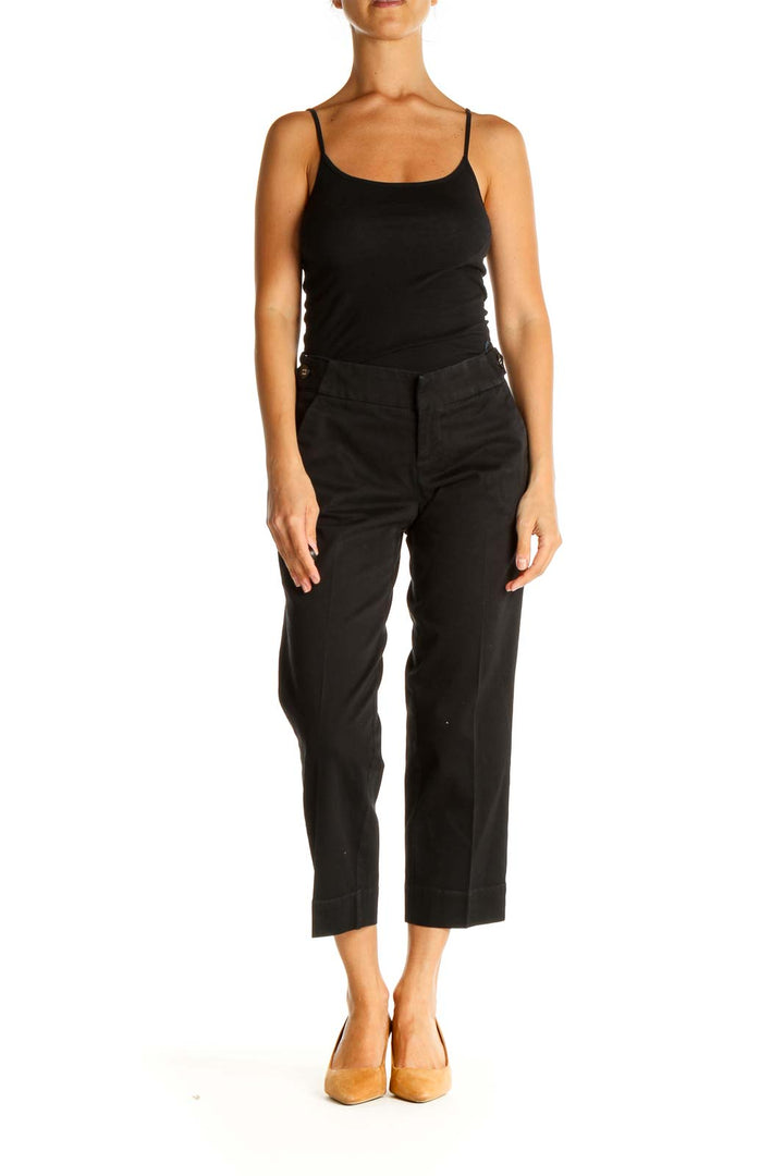 Black Solid All Day Wear Capri Pants