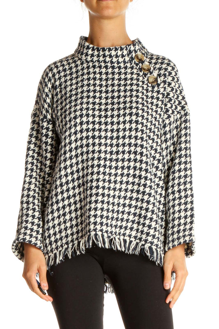 Blue Houndstooth Retro Sweater