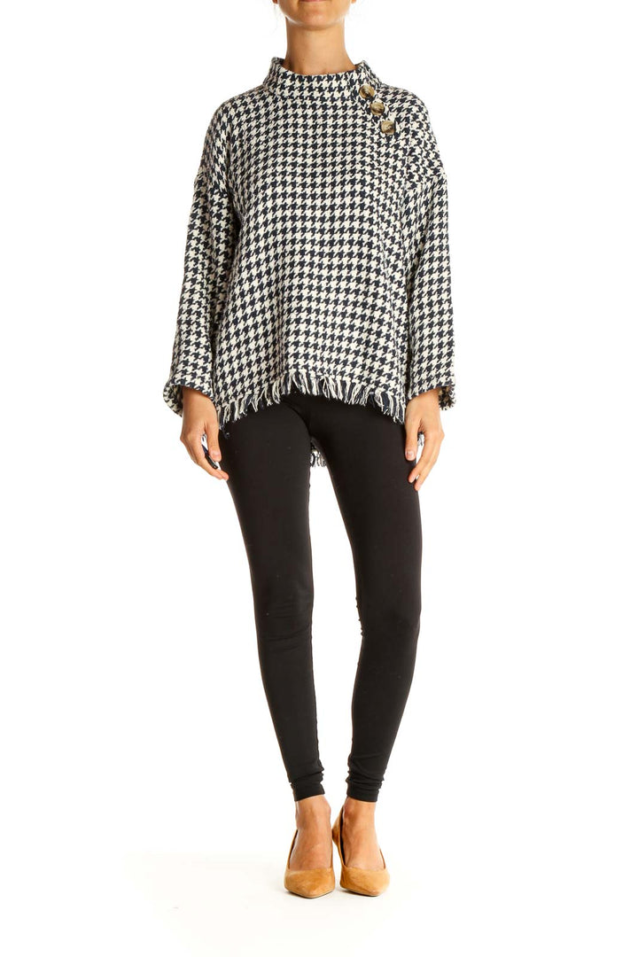 Blue Houndstooth Retro Sweater