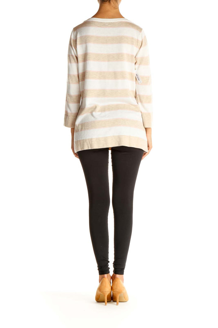 White Striped All Day Wear Sweater