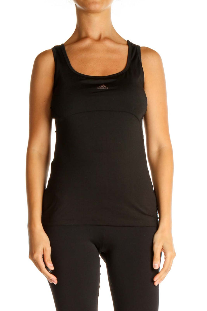 Black Solid Activewear Tank Top