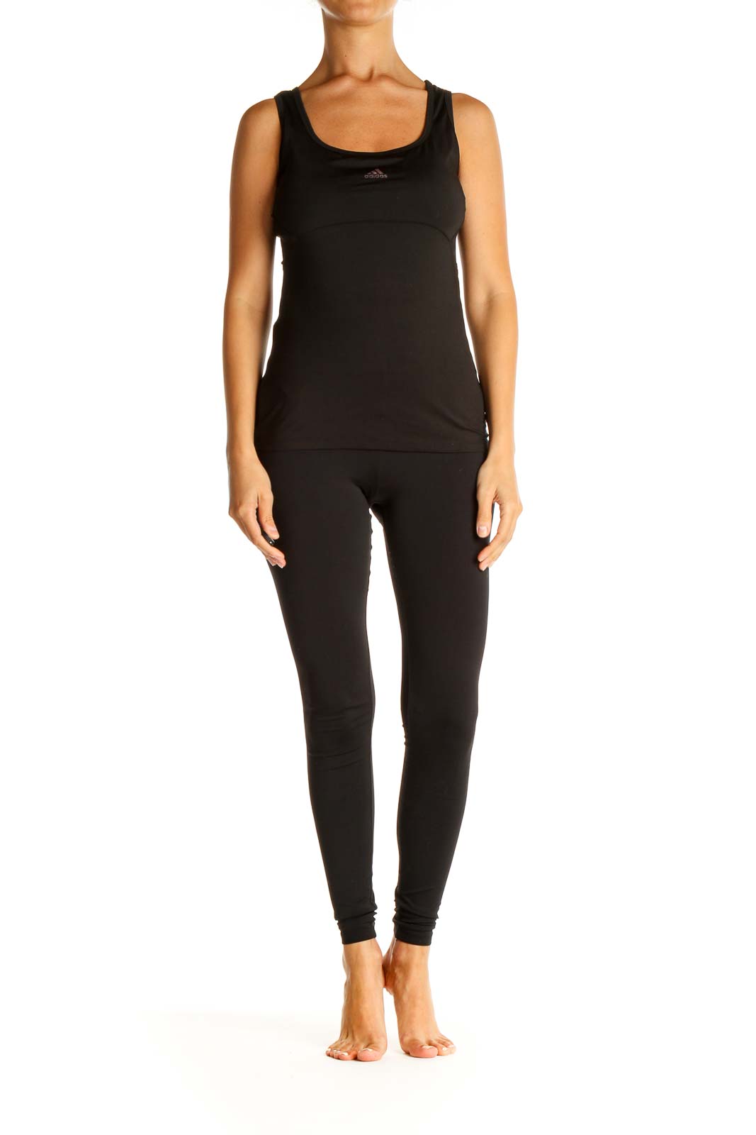 Black Solid Activewear Tank Top