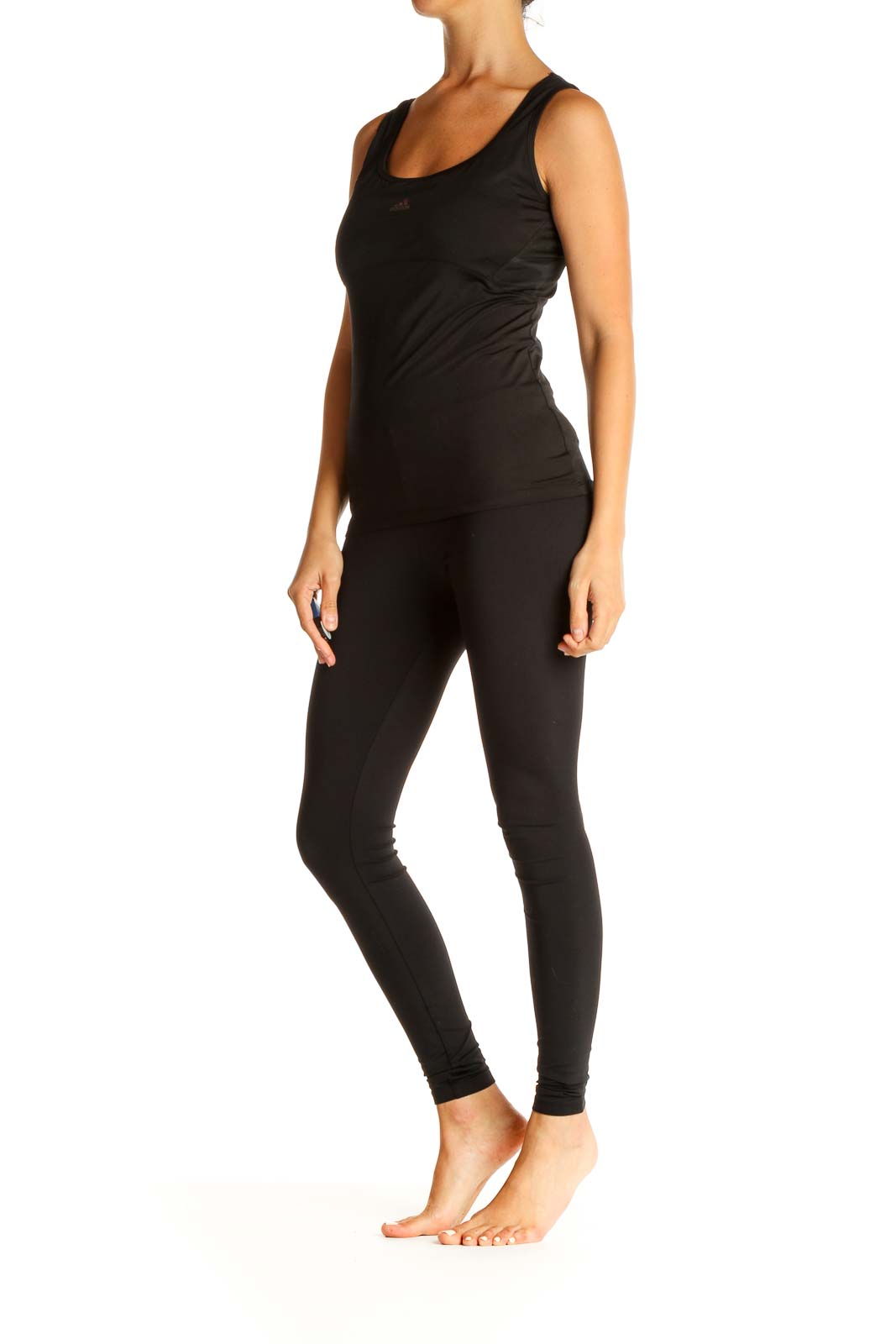 Black Solid Activewear Tank Top