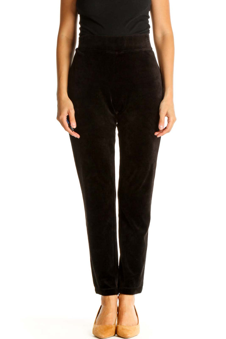 Black Solid Classic Trousers