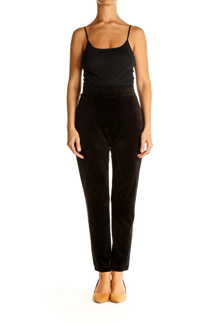 Black Solid Classic Trousers