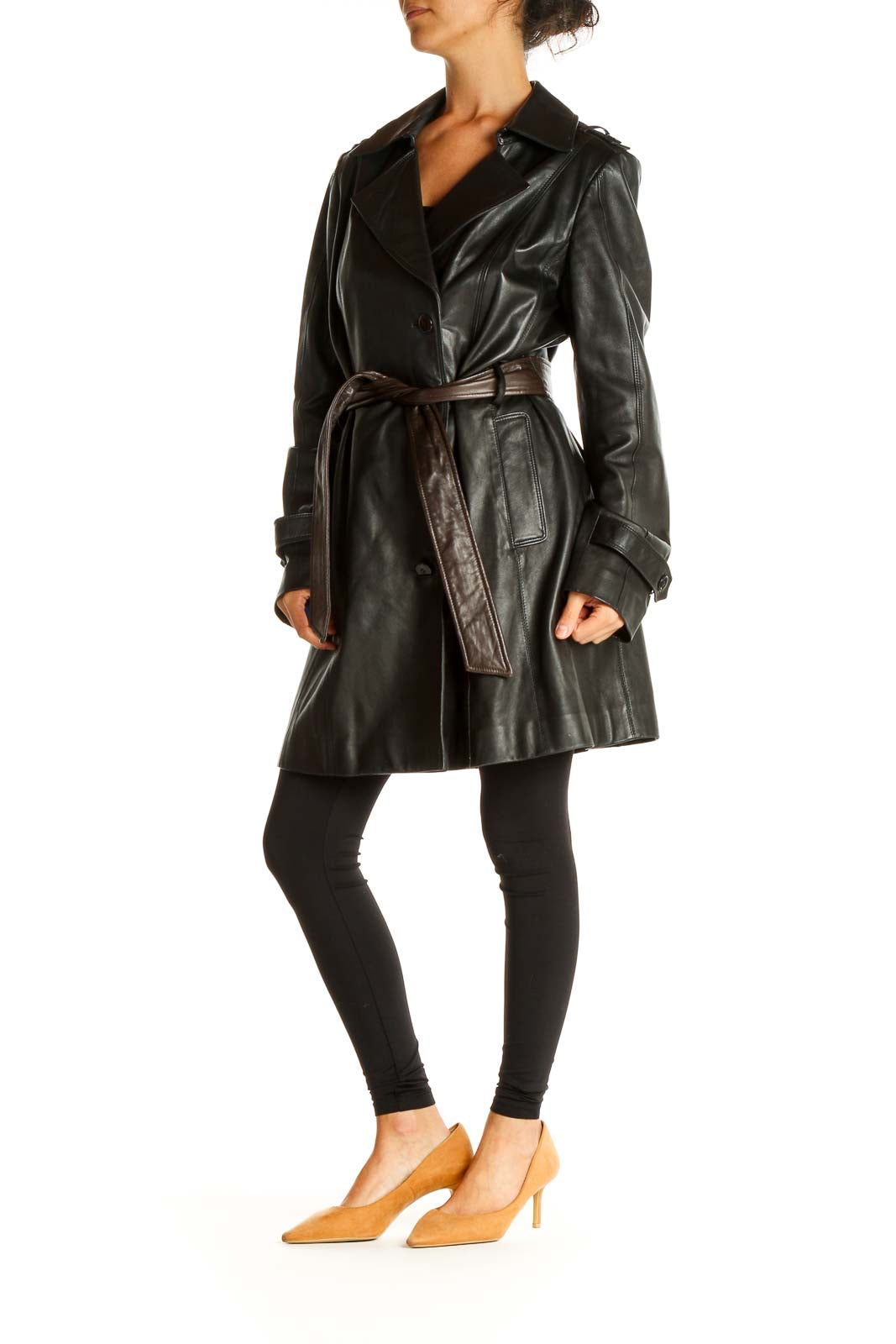 Black Leather Overcoat